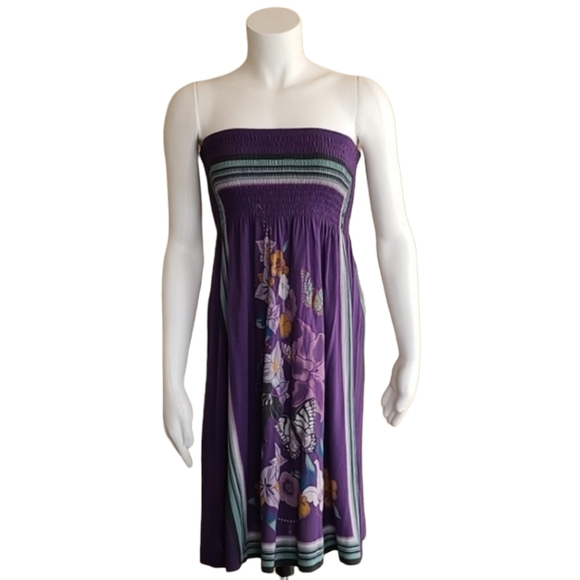 DEPT NORDSTROM Smocked Strapless Scarf Dress XS S Boho Euro Netherlands - Picture 3 of 16